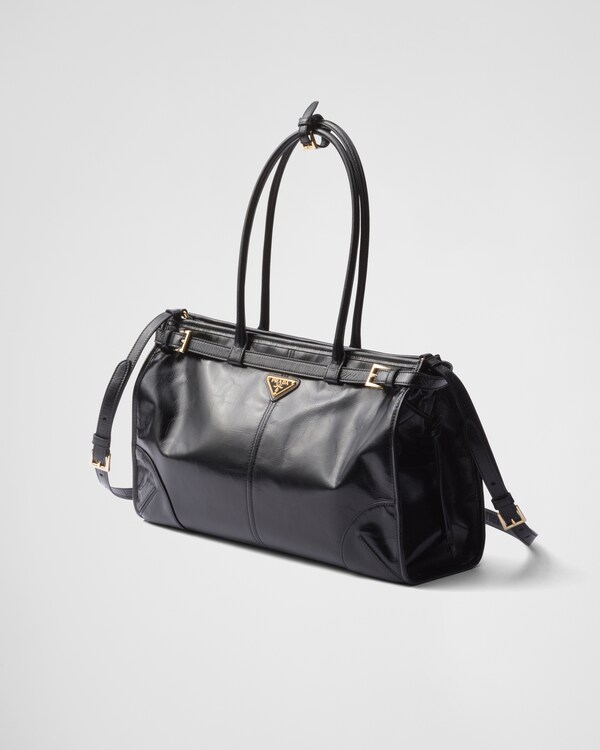 Prada Bonnie大号皮革手袋 - 黑色 Prada Bonnie大号皮革手袋 - 黑色