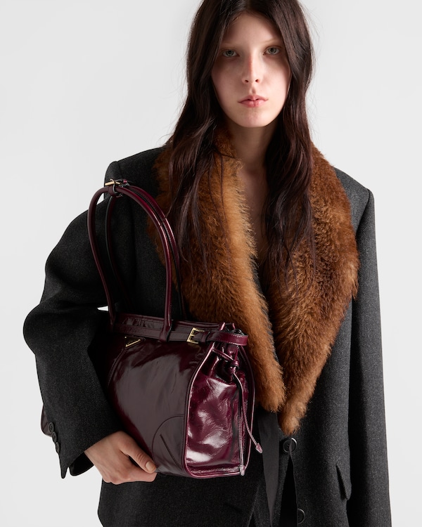 Prada Bonnie large leather handbag - Burgundy Prada Bonnie large leather handbag - Burgundy