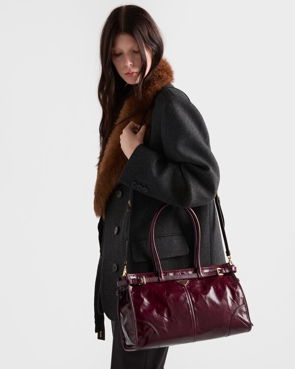 Prada Bonnie large leather handbag - Burgundy Prada Bonnie large leather handbag - Burgundy