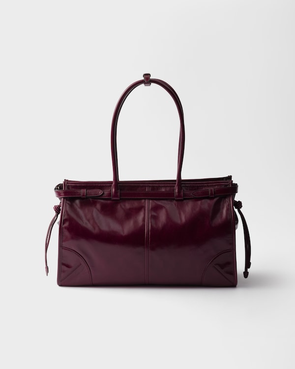 Prada Bonnie large leather handbag - Burgundy Prada Bonnie large leather handbag - Burgundy