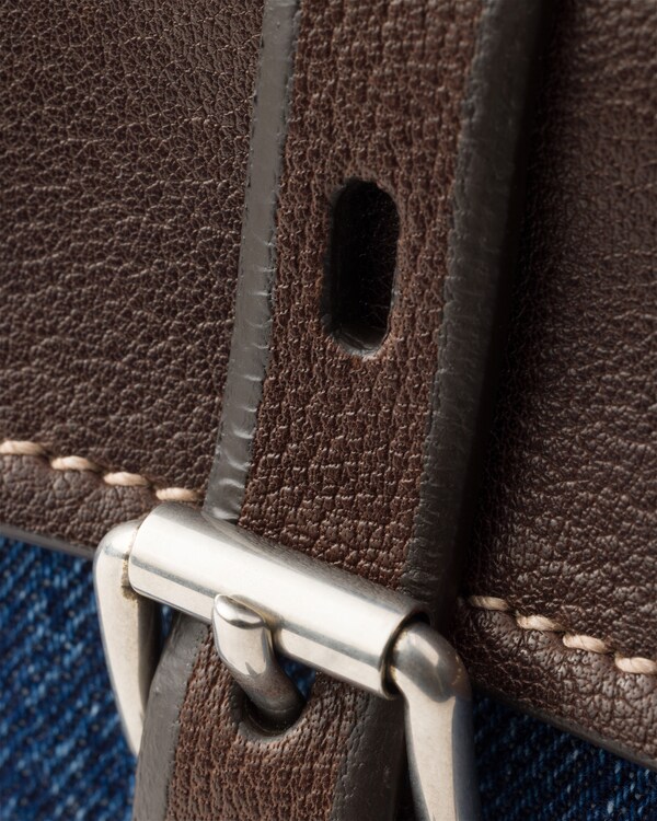 Prada Bonnie large denim and leather handbag - Blue/Coffee Prada Bonnie large denim and leather handbag - Blue/Coffee