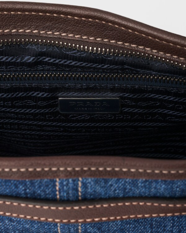 Prada Bonnie large denim and leather handbag - Blue/Coffee Prada Bonnie large denim and leather handbag - Blue/Coffee