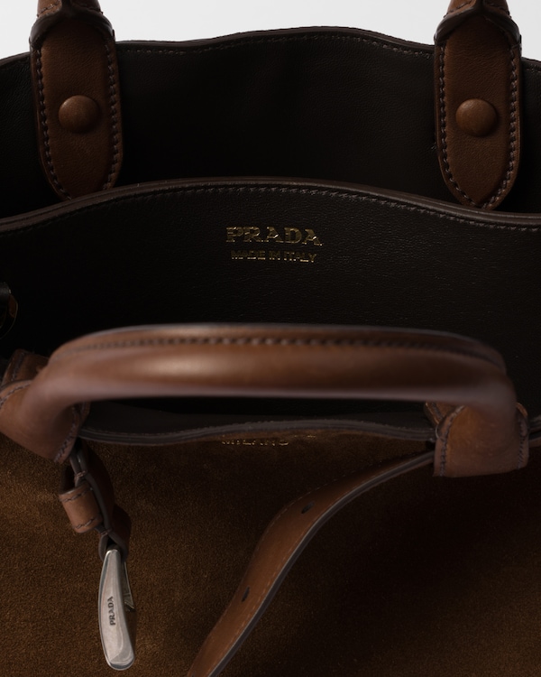 中号Prada Buckle袢带绒面皮革手袋 - 可可棕 中号Prada Buckle袢带绒面皮革手袋 - 可可棕