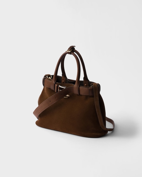 中号Prada Buckle袢带绒面皮革手袋 - 可可棕 中号Prada Buckle袢带绒面皮革手袋 - 可可棕