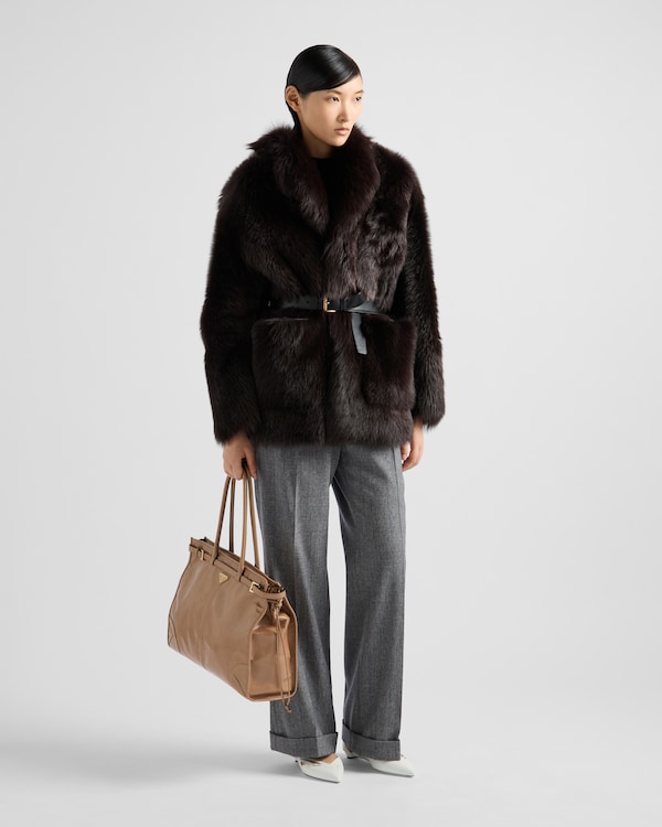 Prada Bonnie超大号皮革手袋 - 豆沙色 Prada Bonnie超大号皮革手袋 - 豆沙色