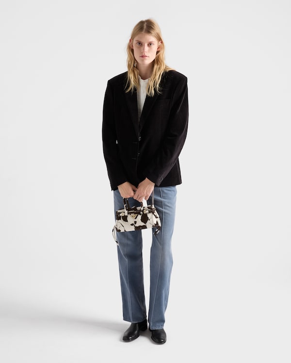 Prada Bonnie迷你印花皮革手袋 - 白色/深棕色 Prada Bonnie迷你印花皮革手袋 - 白色/深棕色