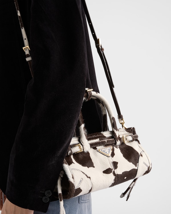 Prada Bonnie迷你印花皮革手袋 - 白色/深棕色 Prada Bonnie迷你印花皮革手袋 - 白色/深棕色