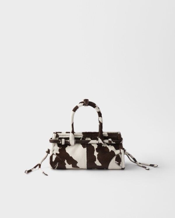 Prada Bonnie迷你印花皮革手袋 - 白色/深棕色 Prada Bonnie迷你印花皮革手袋 - 白色/深棕色