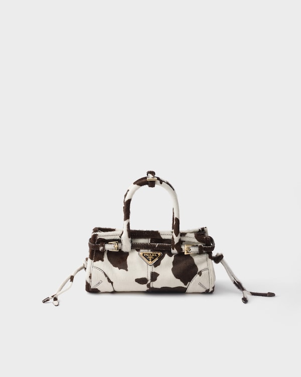 Prada Bonnie迷你印花皮革手袋 - 白色/深棕色 Prada Bonnie迷你印花皮革手袋 - 白色/深棕色