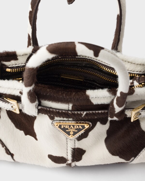 Prada Bonnie迷你印花皮革手袋 - 白色/深棕色 Prada Bonnie迷你印花皮革手袋 - 白色/深棕色