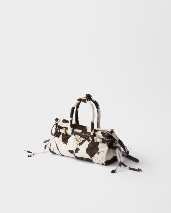 Prada Bonnie迷你印花皮革手袋 - 白色/深棕色 Prada Bonnie迷你印花皮革手袋 - 白色/深棕色