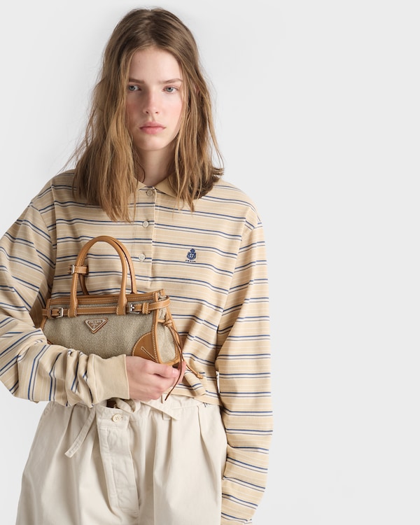 Prada Bonnie small linen and leather handbag - Rope/Natural Prada Bonnie small linen and leather handbag - Rope/Natural