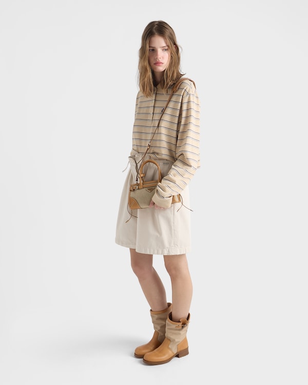 Prada Bonnie small linen and leather handbag - Rope/Natural Prada Bonnie small linen and leather handbag - Rope/Natural