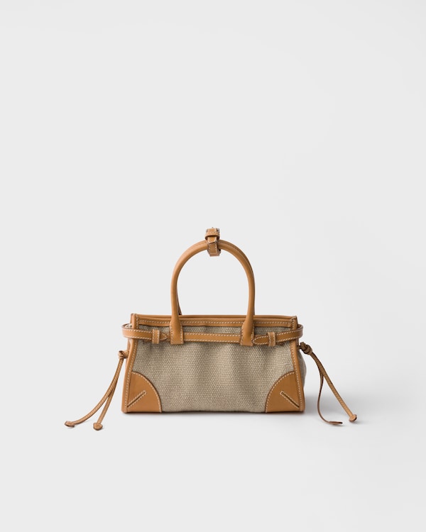 Prada Bonnie small linen and leather handbag - Rope/Natural Prada Bonnie small linen and leather handbag - Rope/Natural