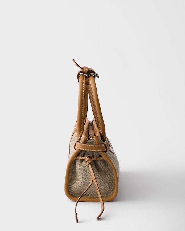 Prada Bonnie small linen and leather handbag - Rope/Natural Prada Bonnie small linen and leather handbag - Rope/Natural