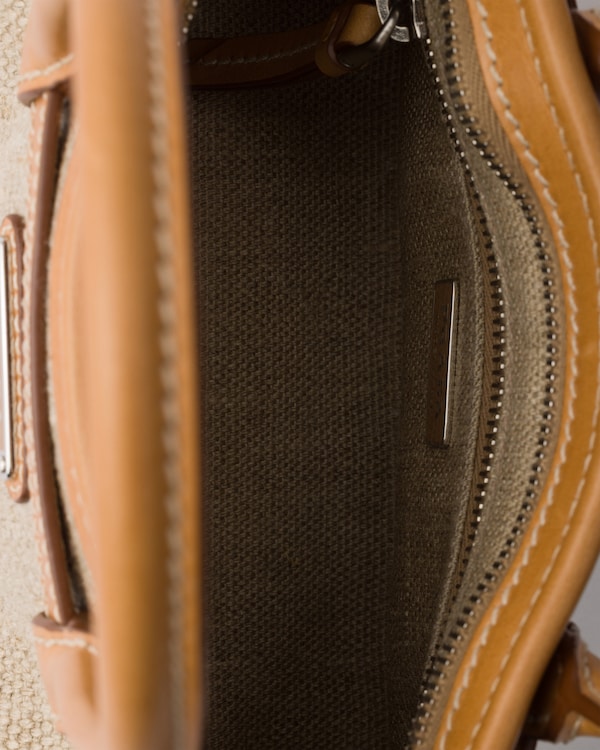Prada Bonnie small linen and leather handbag - Rope/Natural Prada Bonnie small linen and leather handbag - Rope/Natural