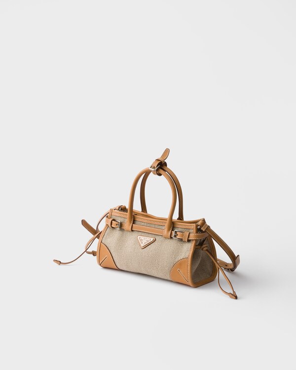 Prada Bonnie small linen and leather handbag - Rope/Natural Prada Bonnie small linen and leather handbag - Rope/Natural