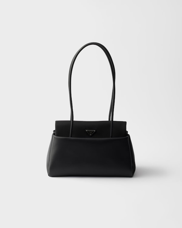 Prada Passage medium leather bag with Re-Nylon flap - Black Prada Passage medium leather bag with Re-Nylon flap - Black