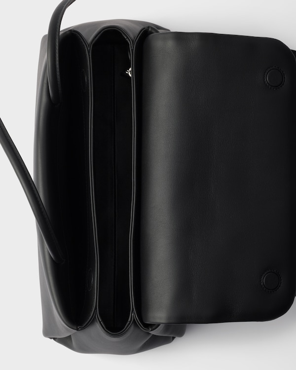 Prada Passage medium leather bag with Re-Nylon flap - Black Prada Passage medium leather bag with Re-Nylon flap - Black
