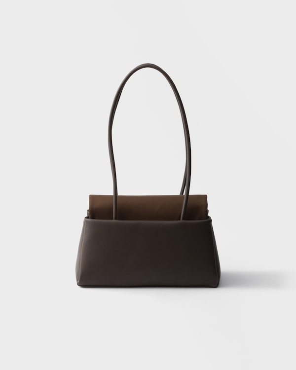 Prada Passage medium leather bag with Re-Nylon flap - Coffee Prada Passage medium leather bag with Re-Nylon flap - Coffee