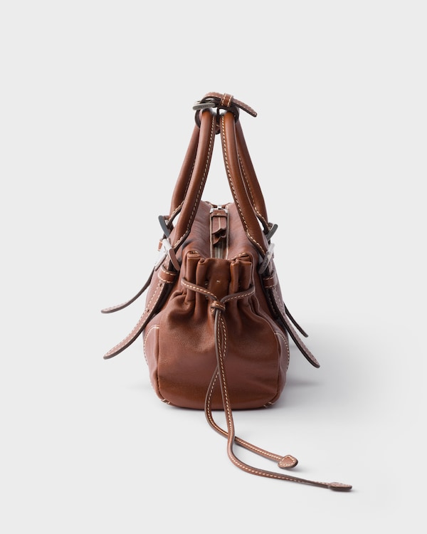 Prada Karin小号皮革手袋 - 紫檀木色 Prada Karin小号皮革手袋 - 紫檀木色