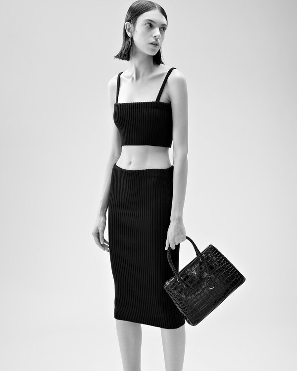 Prada Galleria medium crocodile leather bag - Black Prada Galleria medium crocodile leather bag - Black