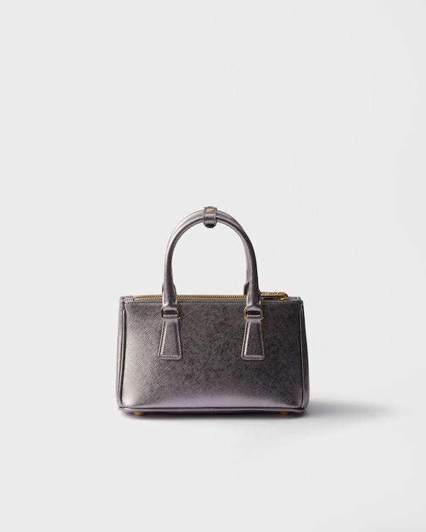 Prada Galleria Saffiano皮革迷你手袋 - 银色 Prada Galleria Saffiano皮革迷你手袋 - 银色