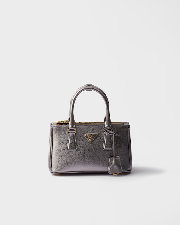 Prada Galleria Saffiano皮革迷你手袋 - 银色 Prada Galleria Saffiano皮革迷你手袋 - 银色