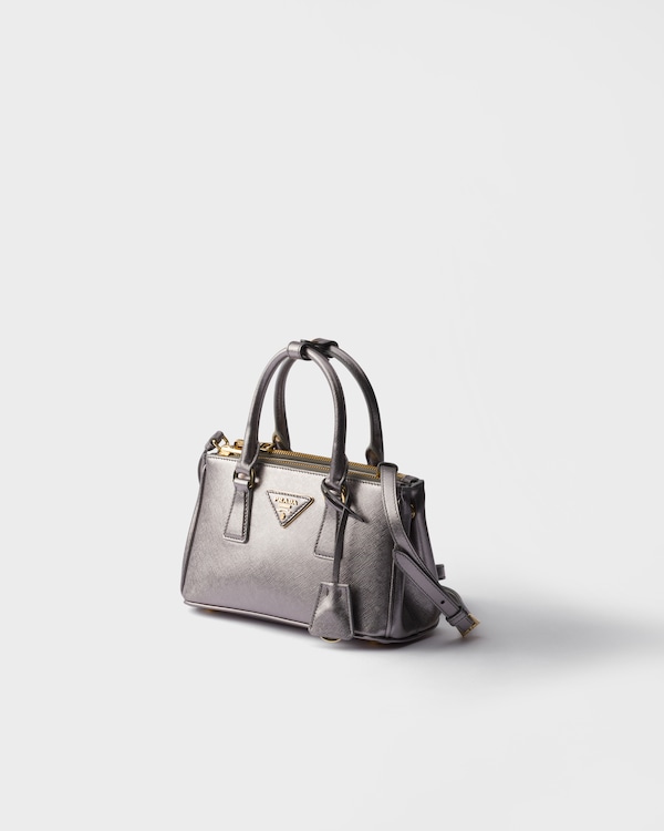 Prada Galleria Saffiano皮革迷你手袋 - 银色 Prada Galleria Saffiano皮革迷你手袋 - 银色