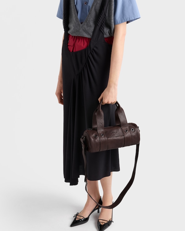 Prada Route 中号皮革手提包 - 咖啡棕 Prada Route 中号皮革手提包 - 咖啡棕