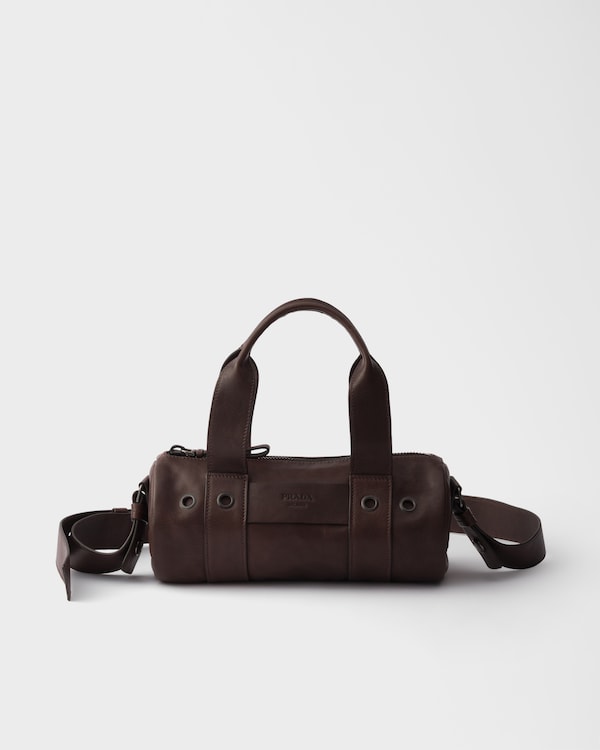 Prada Route 中号皮革手提包 - 咖啡棕 Prada Route 中号皮革手提包 - 咖啡棕