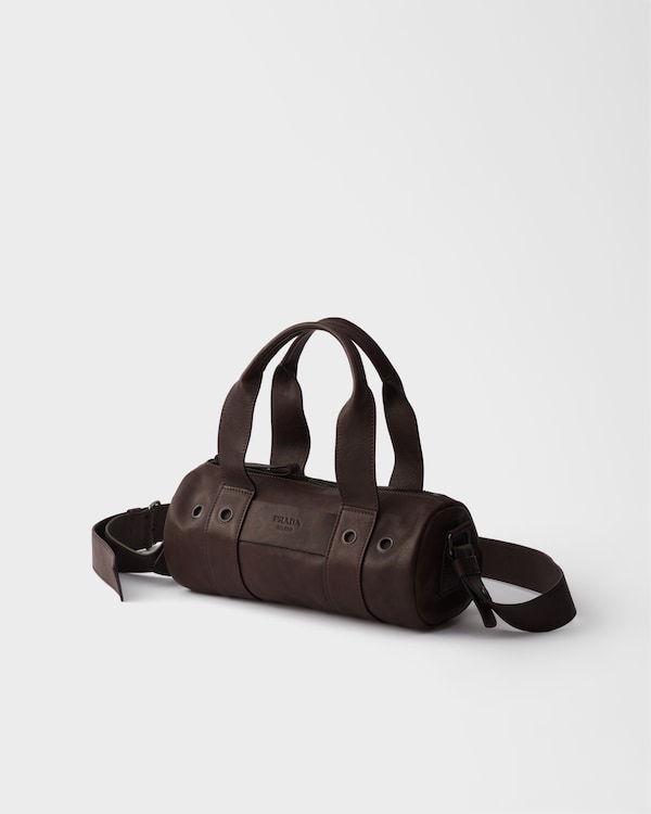 Prada Route 中号皮革手提包 - 咖啡棕 Prada Route 中号皮革手提包 - 咖啡棕