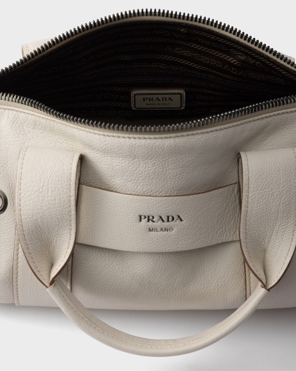 Prada Route 大号皮革手袋 - 粉笔白 Prada Route 大号皮革手袋 - 粉笔白