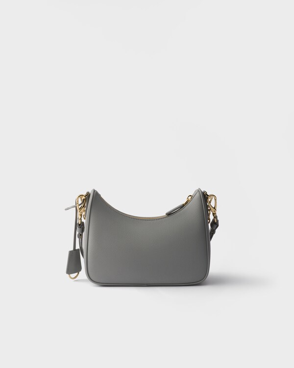 Prada Re-Edition Saffiano皮革迷你手袋 - 云灰色 Prada Re-Edition Saffiano皮革迷你手袋 - 云灰色