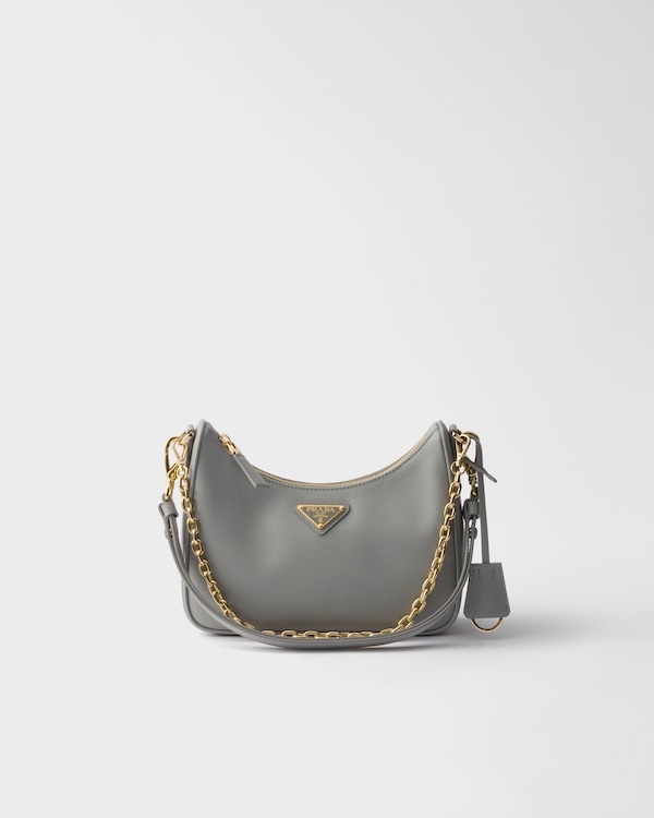 Prada Re-Edition Saffiano皮革迷你手袋 - 云灰色 Prada Re-Edition Saffiano皮革迷你手袋 - 云灰色