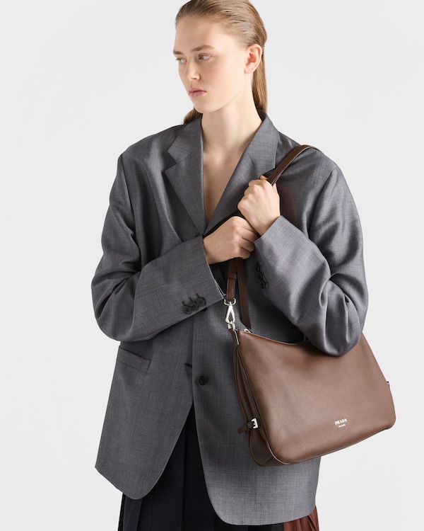 Prada Fold large leather shoulder bag - Palisander Prada Fold large leather shoulder bag - Palisander