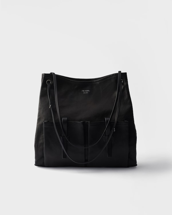 Prada Route 大号皮革手袋 - 黑色 Prada Route 大号皮革手袋 - 黑色
