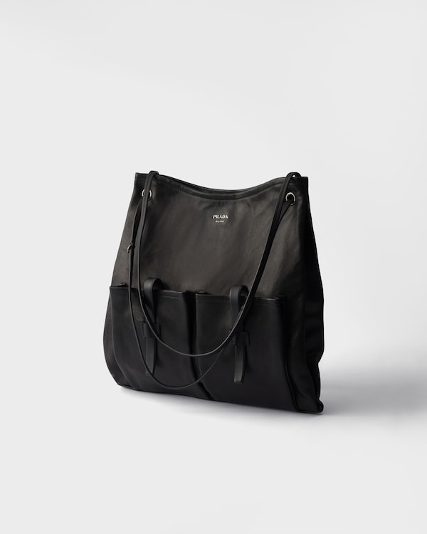 Prada Route 大号皮革手袋 - 黑色 Prada Route 大号皮革手袋 - 黑色