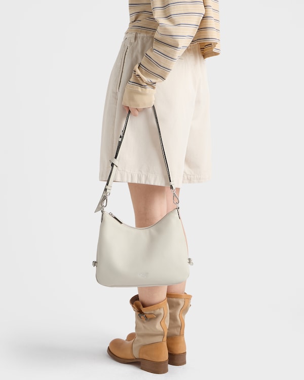 Prada Fold 中号皮革手袋 - 白色 Prada Fold 中号皮革手袋 - 白色