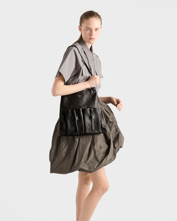 Prada Route 大号皮革手袋 - 黑色 Prada Route 大号皮革手袋 - 黑色