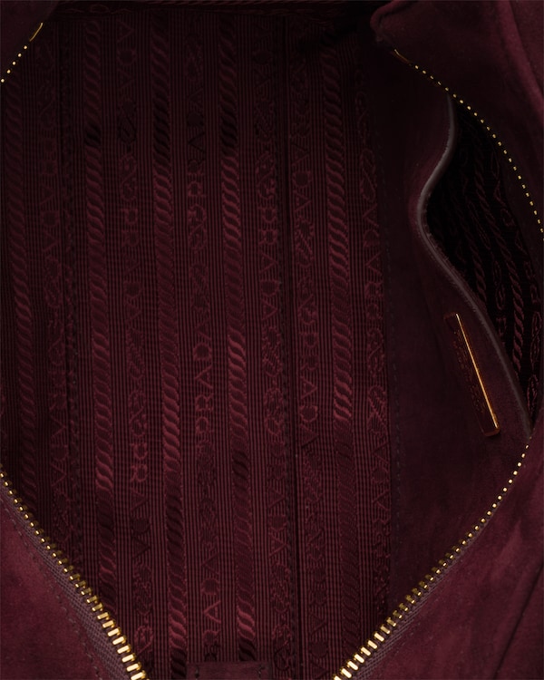 Prada Explore medium suede shoulder bag with flap - Burgundy Prada Explore medium suede shoulder bag with flap - Burgundy