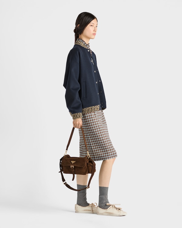 Prada Explore medium suede shoulder bag with flap - Cocoa Brown Prada Explore medium suede shoulder bag with flap - Cocoa Brown