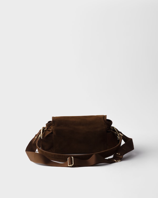 Prada Explore medium suede shoulder bag with flap - Cocoa Brown Prada Explore medium suede shoulder bag with flap - Cocoa Brown