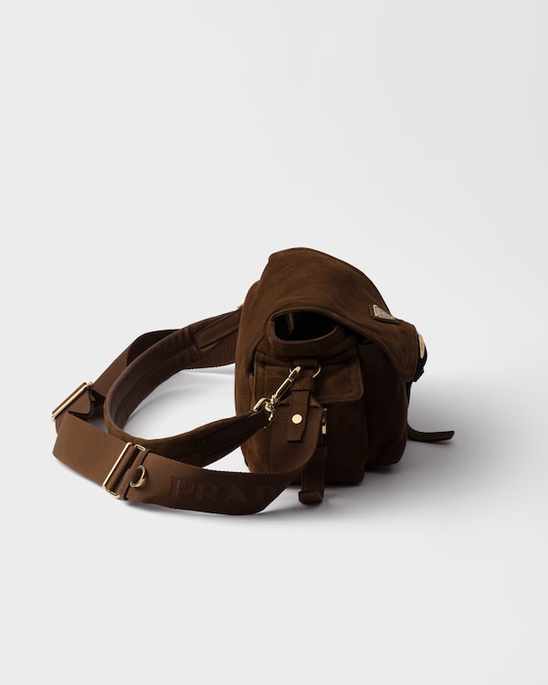 Prada Explore medium suede shoulder bag with flap - Cocoa Brown Prada Explore medium suede shoulder bag with flap - Cocoa Brown