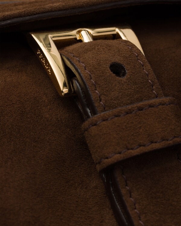 Prada Explore medium suede shoulder bag with flap - Cocoa Brown Prada Explore medium suede shoulder bag with flap - Cocoa Brown