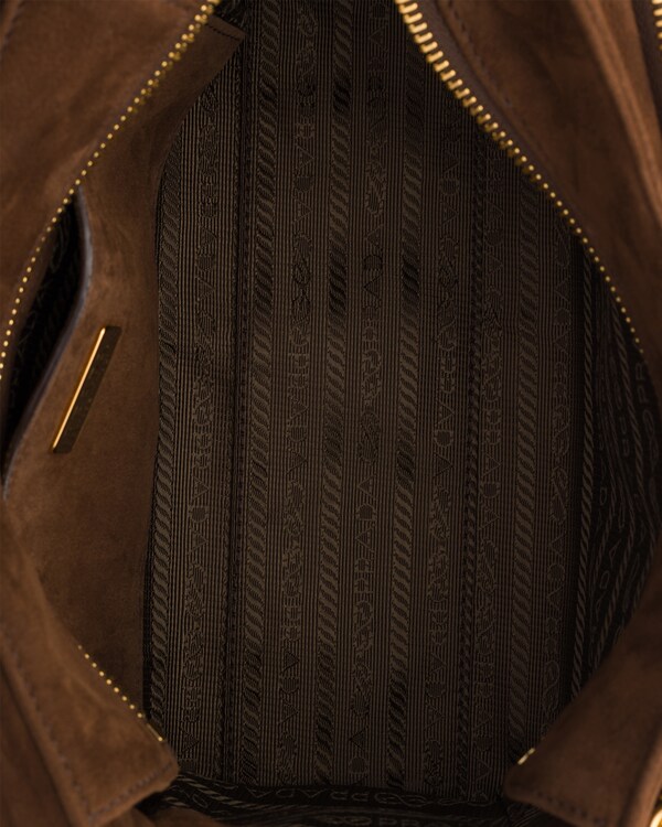 Prada Explore medium suede shoulder bag with flap - Cocoa Brown Prada Explore medium suede shoulder bag with flap - Cocoa Brown