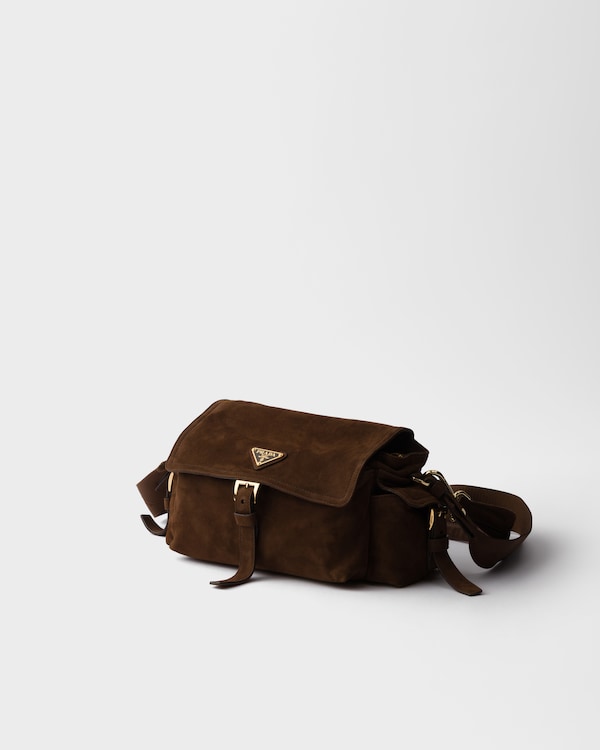Prada Explore medium suede shoulder bag with flap - Cocoa Brown Prada Explore medium suede shoulder bag with flap - Cocoa Brown