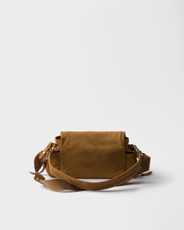 Prada Explore medium suede shoulder bag with flap - Cinnamon Prada Explore medium suede shoulder bag with flap - Cinnamon