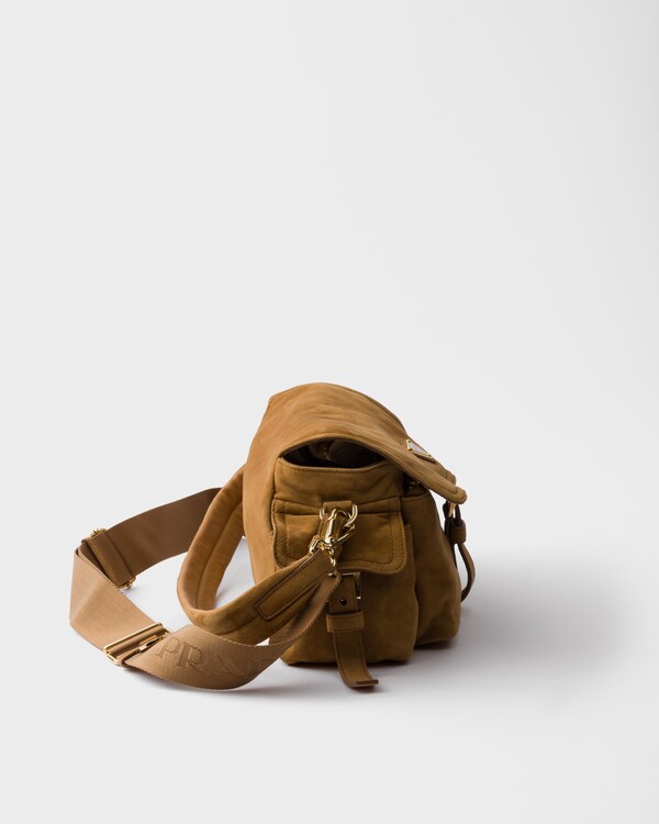 Prada Explore medium suede shoulder bag with flap - Cinnamon Prada Explore medium suede shoulder bag with flap - Cinnamon