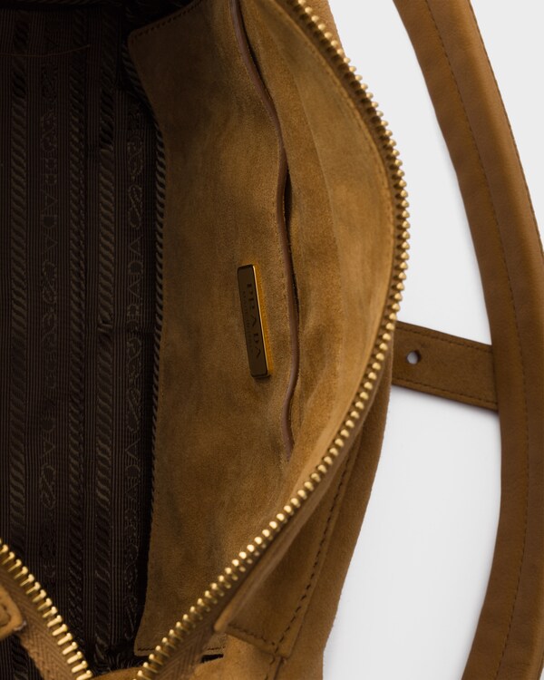 Prada Explore medium suede shoulder bag with flap - Cinnamon Prada Explore medium suede shoulder bag with flap - Cinnamon